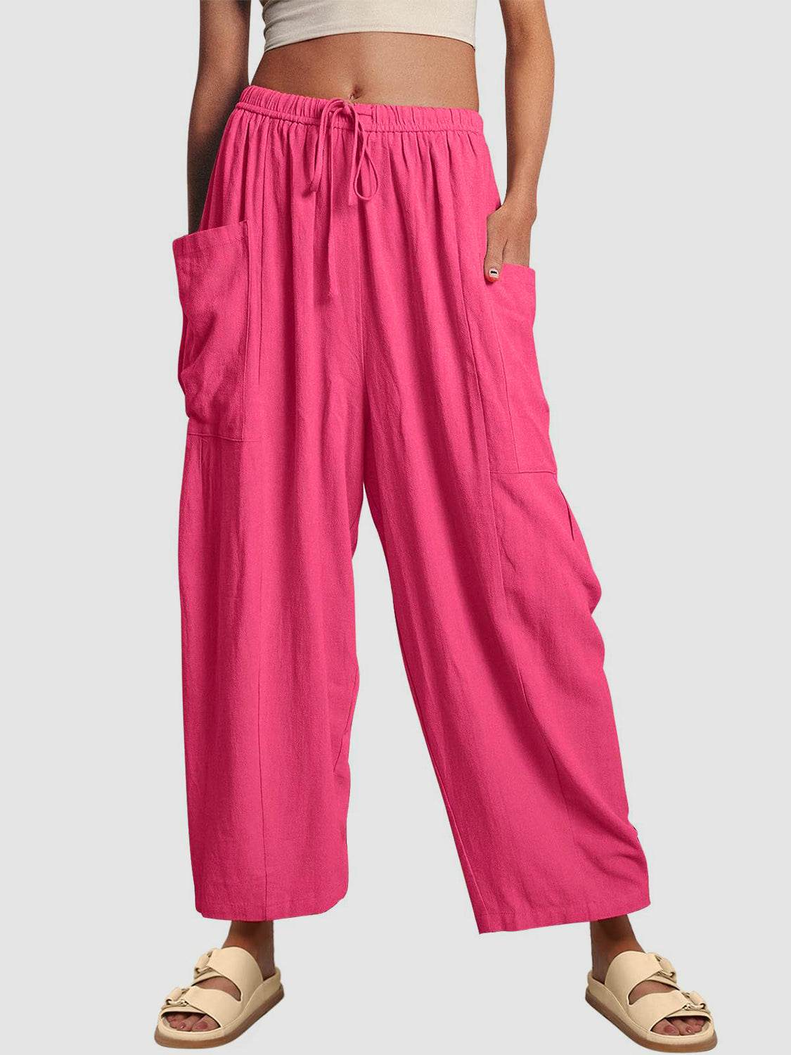 Full Size Wide Leg Pants with Pockets - Delanoir