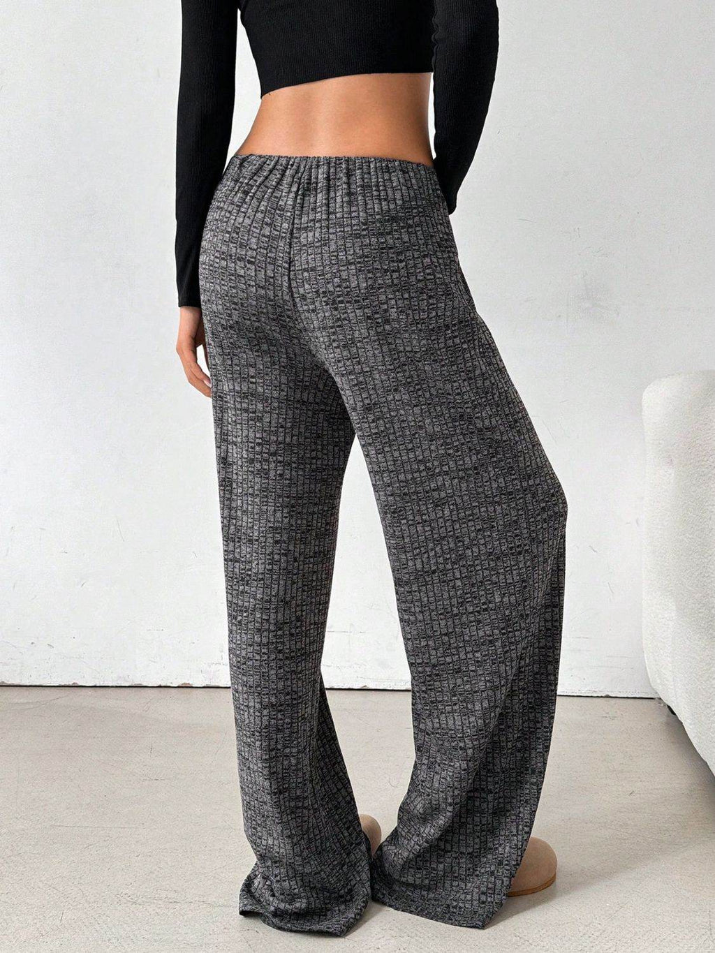 Tied Striped Wide Leg Pants - Delanoir