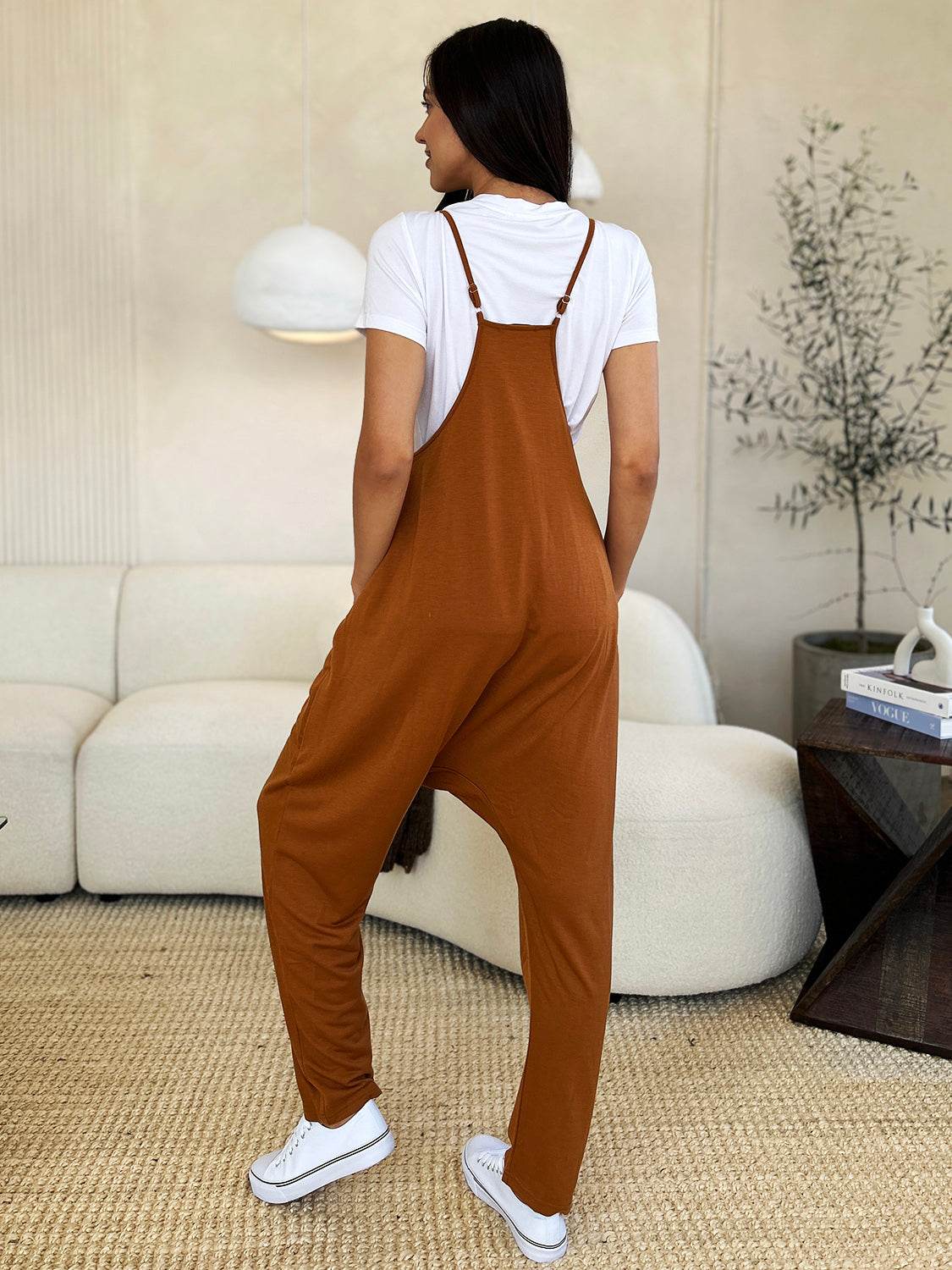 Double Take Full Size Sleeveless V-Neck Pocketed Jumpsuit - Delanoir