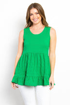 Be Stage Ruffled Sleeveless Babydoll Top - Delanoir