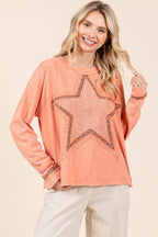 Mittoshop Mineral Wash Star Patch Long Sleeve T-Shirt - Delanoir