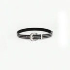 Studded Rhinestone PU Leather Belt - Delanoir