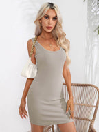 Scoop Neck Sleeveless Bodycon Dress - Delanoir