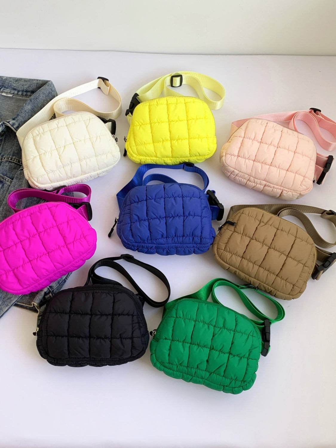 Bubble Texture Adjustable Strap Crossbody Bag - Delanoir