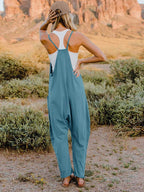 Double Take Full Size V-Neck Sleeveless Jumpsuit with Pockets - Delanoir