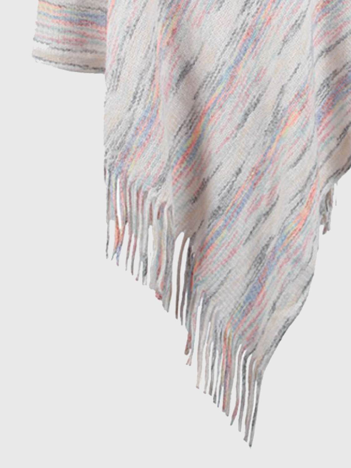 Fringe Hem Hooded Poncho - Delanoir