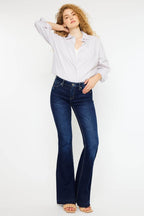 Kancan Mid Rise Slim Flare Jeans - Delanoir