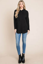 BOMBOM Contrast Drawstring Drop Shoulder Knit Hoodie - Delanoir