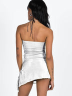 Slit Drawstring Sleeveless Wrap Dress - Delanoir