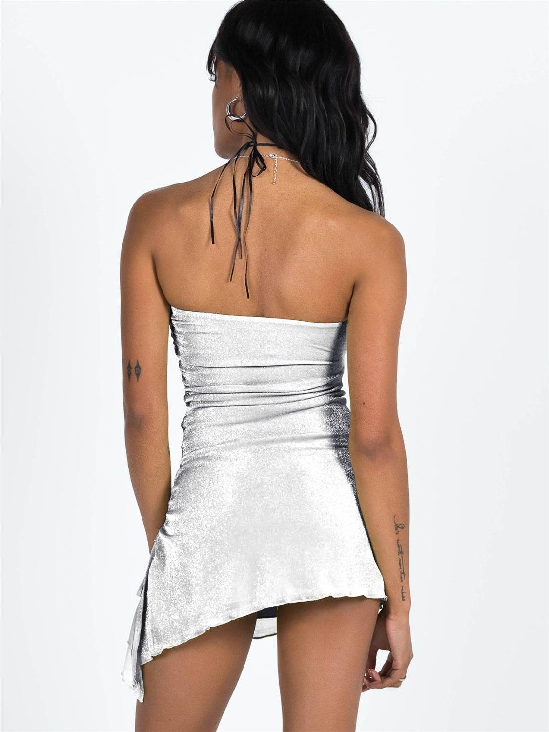 Slit Drawstring Sleeveless Wrap Dress - Delanoir