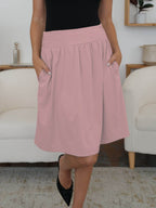 FAM-FAM Elastic Waist Skirt with Pockets - Delanoir
