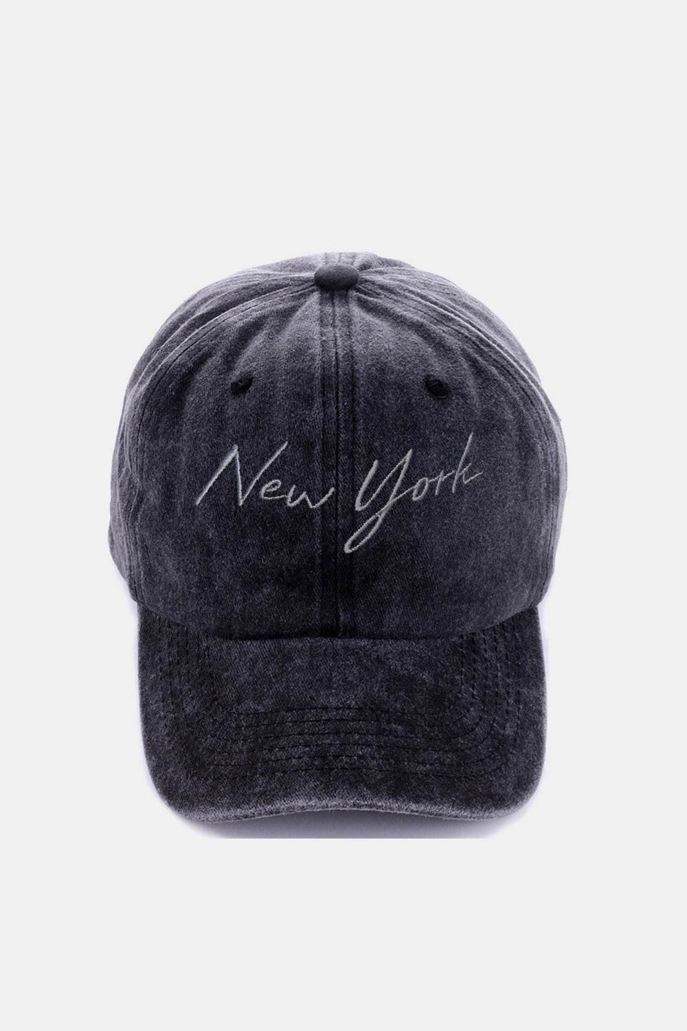 Zenana Washed Embroidered City Baseball Cap - Delanoir