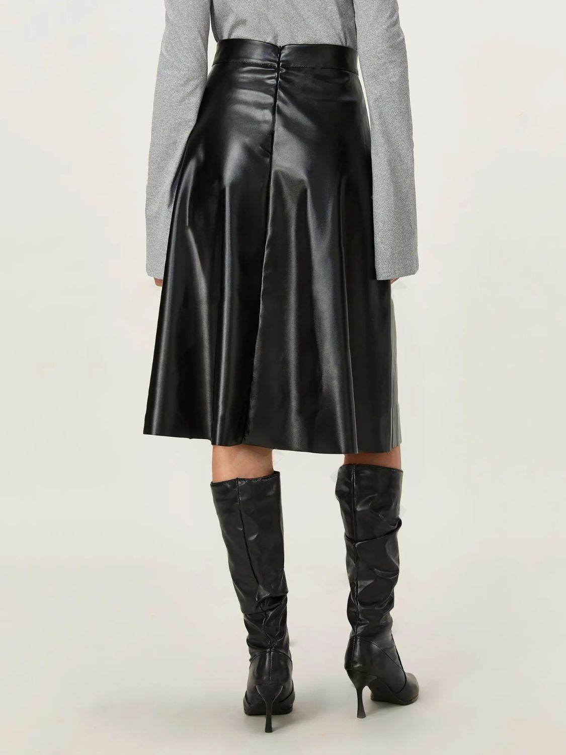 High Waist Skirt with Zipper - Delanoir