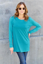 Basic Bae Full Size Round Neck Long Sleeve Top - Delanoir