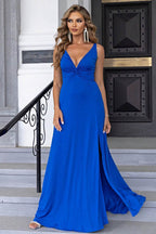 Twisted Slit Plunge Maxi Dress - Delanoir