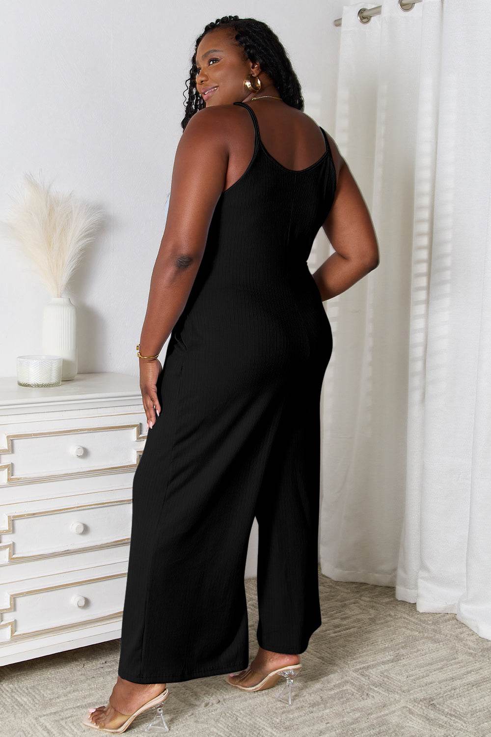 Basic Bae Full Size Spaghetti Strap V-Neck Jumpsuit - Delanoir