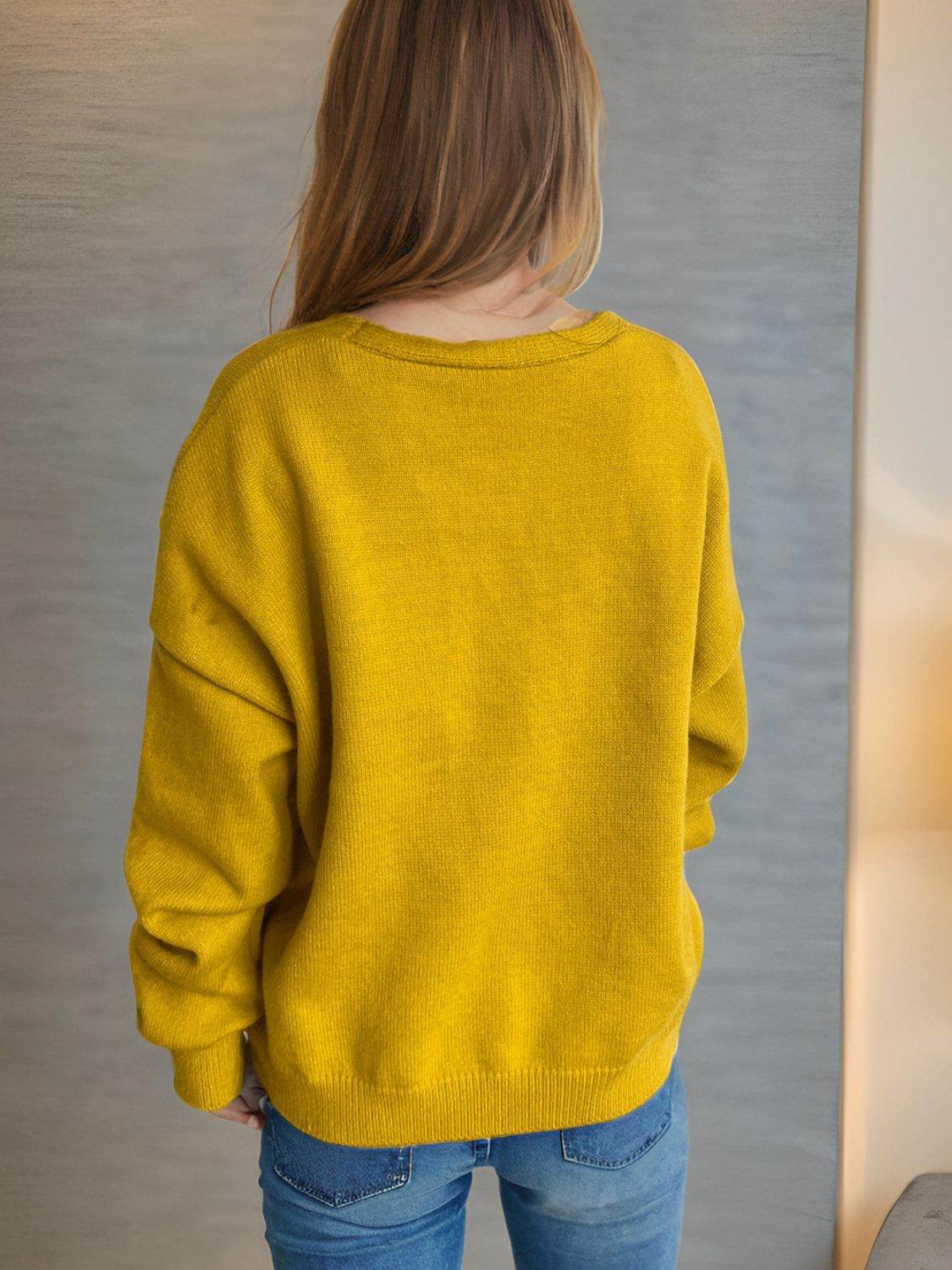 Daisy Button Up V-Neck Cardigan - Delanoir