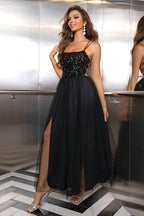 Lace-Up Backless Mesh Dress - Delanoir