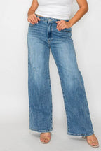 bytos Full Size High Rise Wide Leg Jeans with Pockets - Delanoir