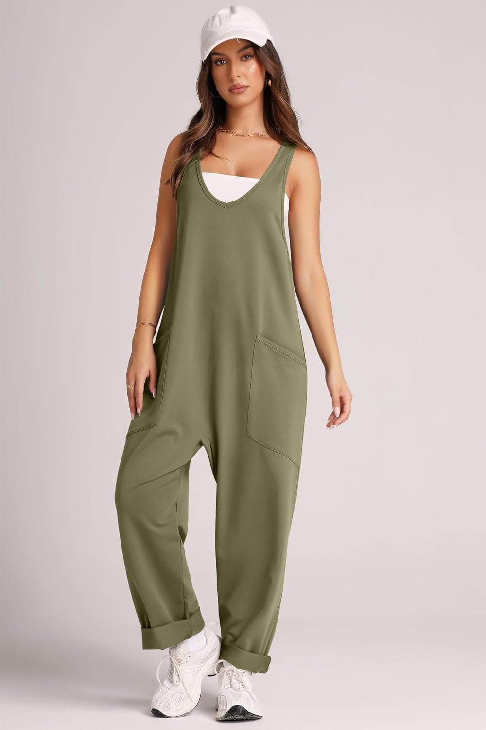Lovelet Wide Strap Jumpsuit with Pockets - Delanoir