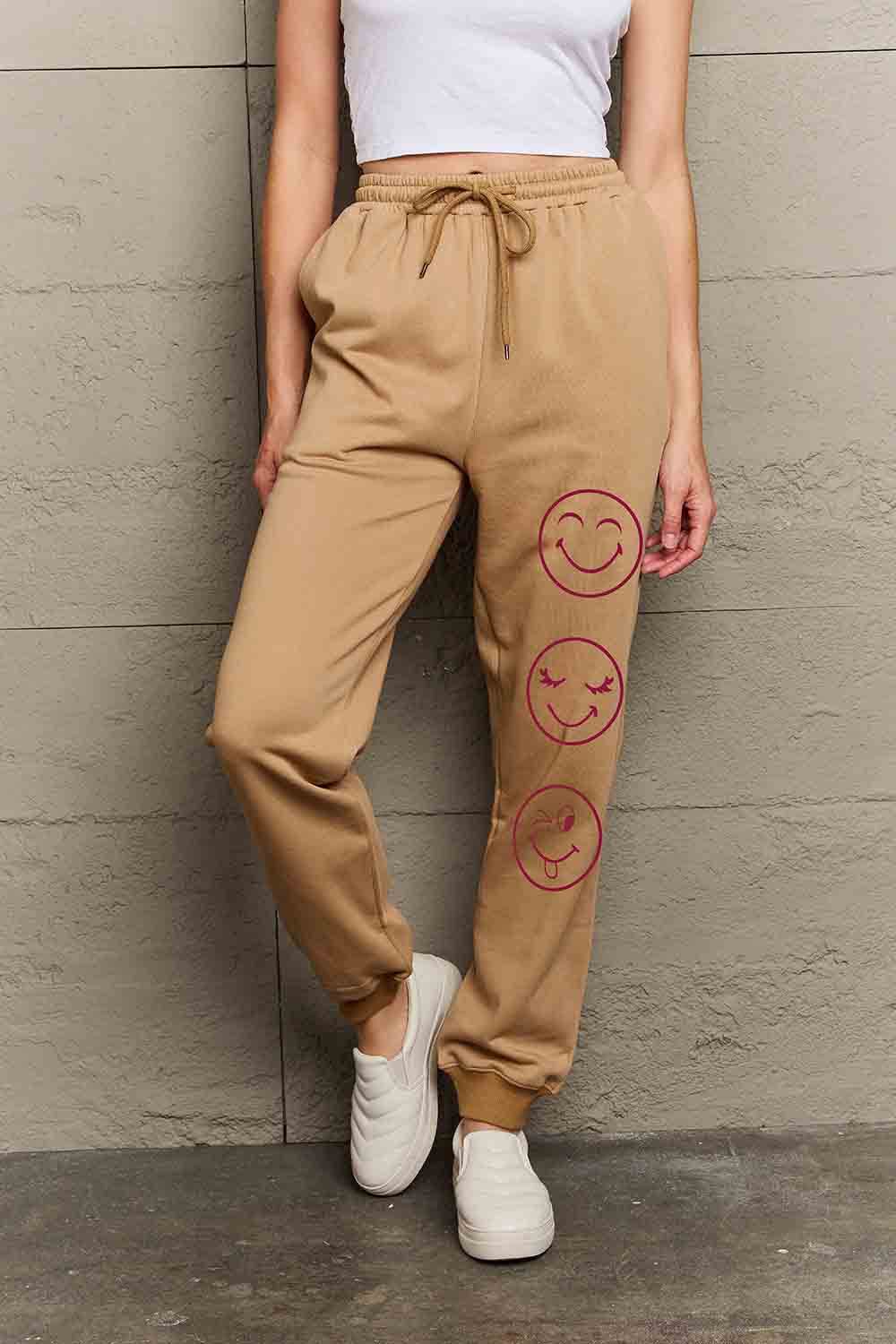 Simply Love Full Size Emoji Graphic Sweatpants - Delanoir