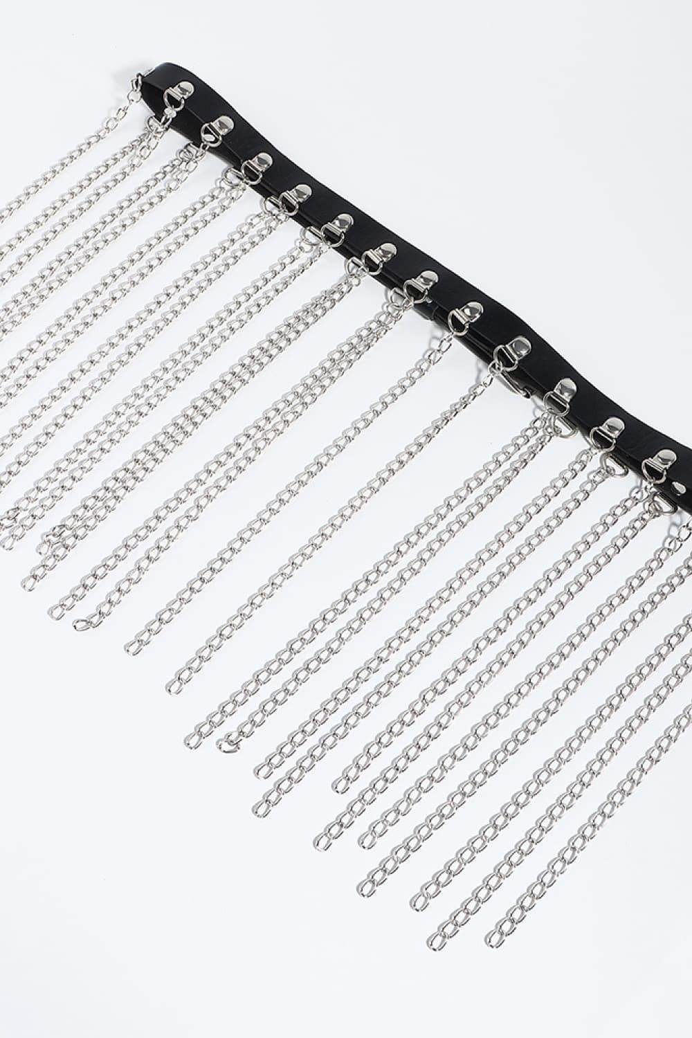 Fringed Chain PU Leather Belt - Delanoir