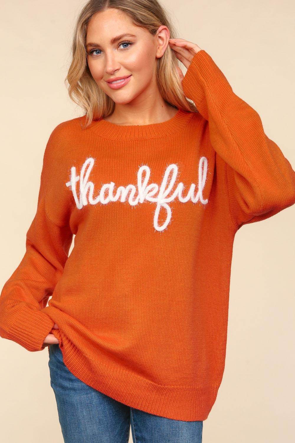 Haptics Full Size Metallic Glitter Embroidery Sweater - Delanoir