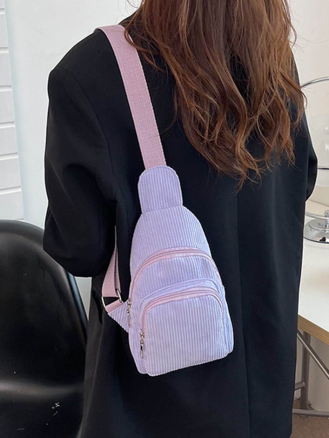 Corduroy Solid Color Crossbody Bag - Delanoir