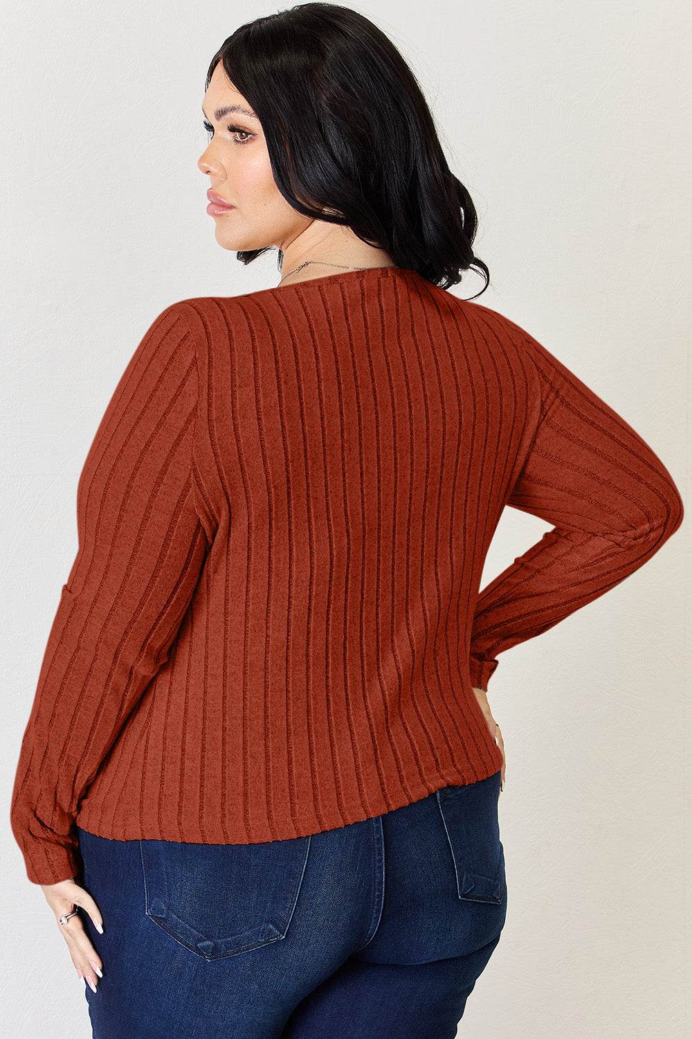 Basic Bae Full Size Ribbed Long Sleeve T-Shirt - Delanoir