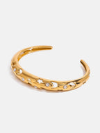 Stainless Steel Inlaid Rhinestone Cutout Bracelet - Delanoir
