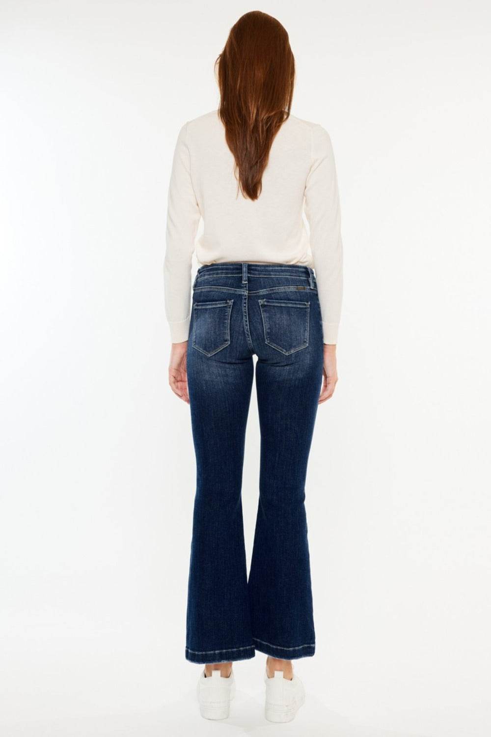 Kancan Mid Rise Button Fly Flare Jeans - Delanoir