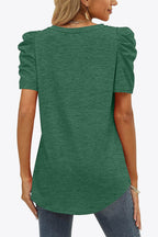 V-Neck Puff Sleeve Tee - Delanoir