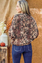 And The Why Choker Neck Dolman Sleeve Snake Print Top - Delanoir