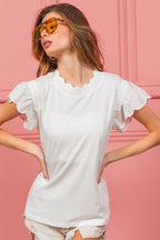 BiBi Scallop Edged Lace Trim Top - Delanoir