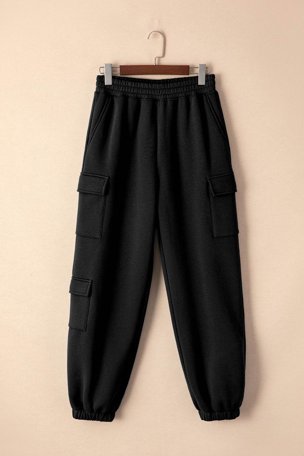 Pocketed Elastic Waist Active Joggers - Delanoir