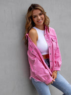 Distressed Drop Shoulder Denim Jacket - Delanoir