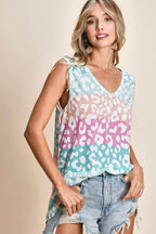 BiBi Leopard V-Neck Tank - Delanoir