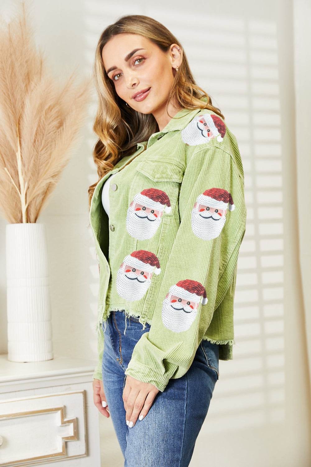 Santa Sequin Raw Hem Jacket - Delanoir