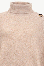 Turtleneck Buttoned Poncho - Delanoir