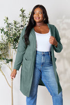 Basic Bae Full Size Hooded Sweater Cardigan - Delanoir