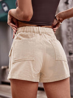 High Waist Denim Shorts with Pockets - Delanoir