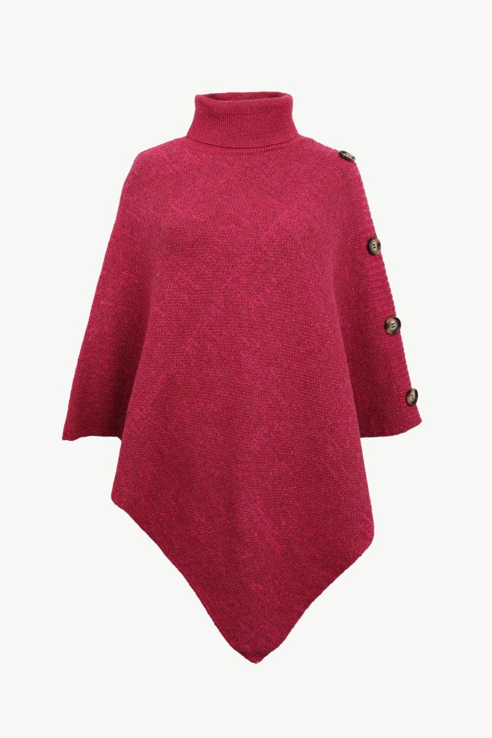Turtleneck Buttoned Poncho - Delanoir