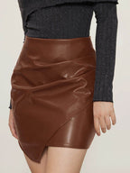 Ruched Mini Skirt with Zipper - Delanoir