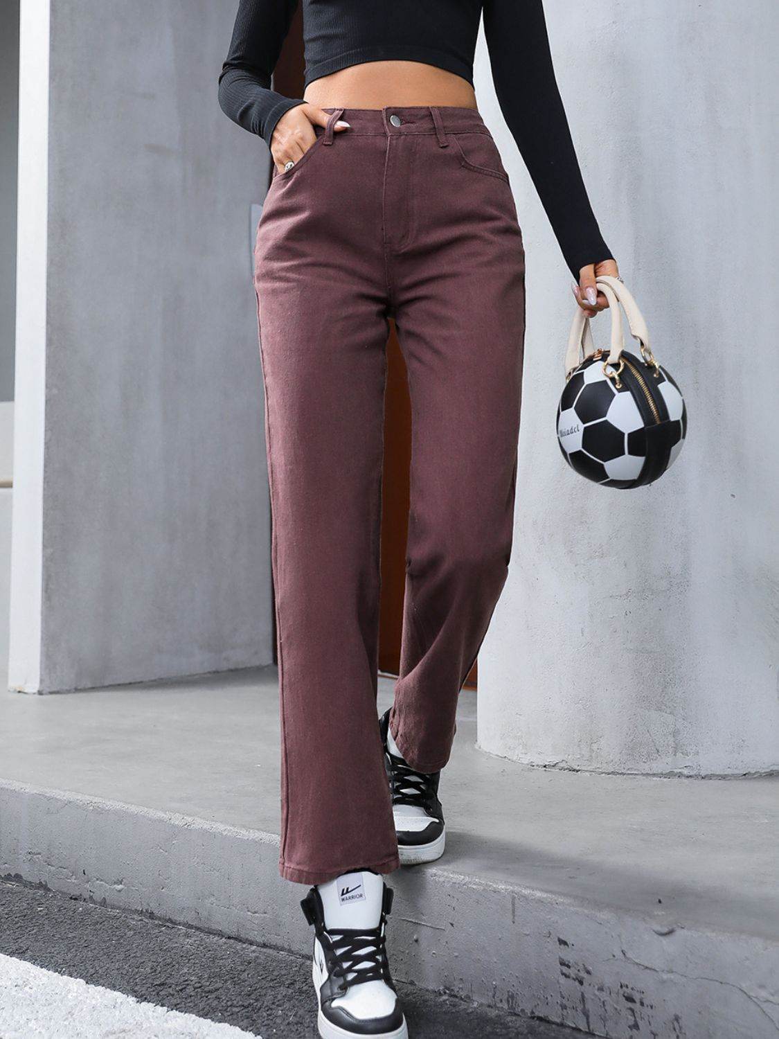 Straight Leg Jeans with Pockets - Delanoir