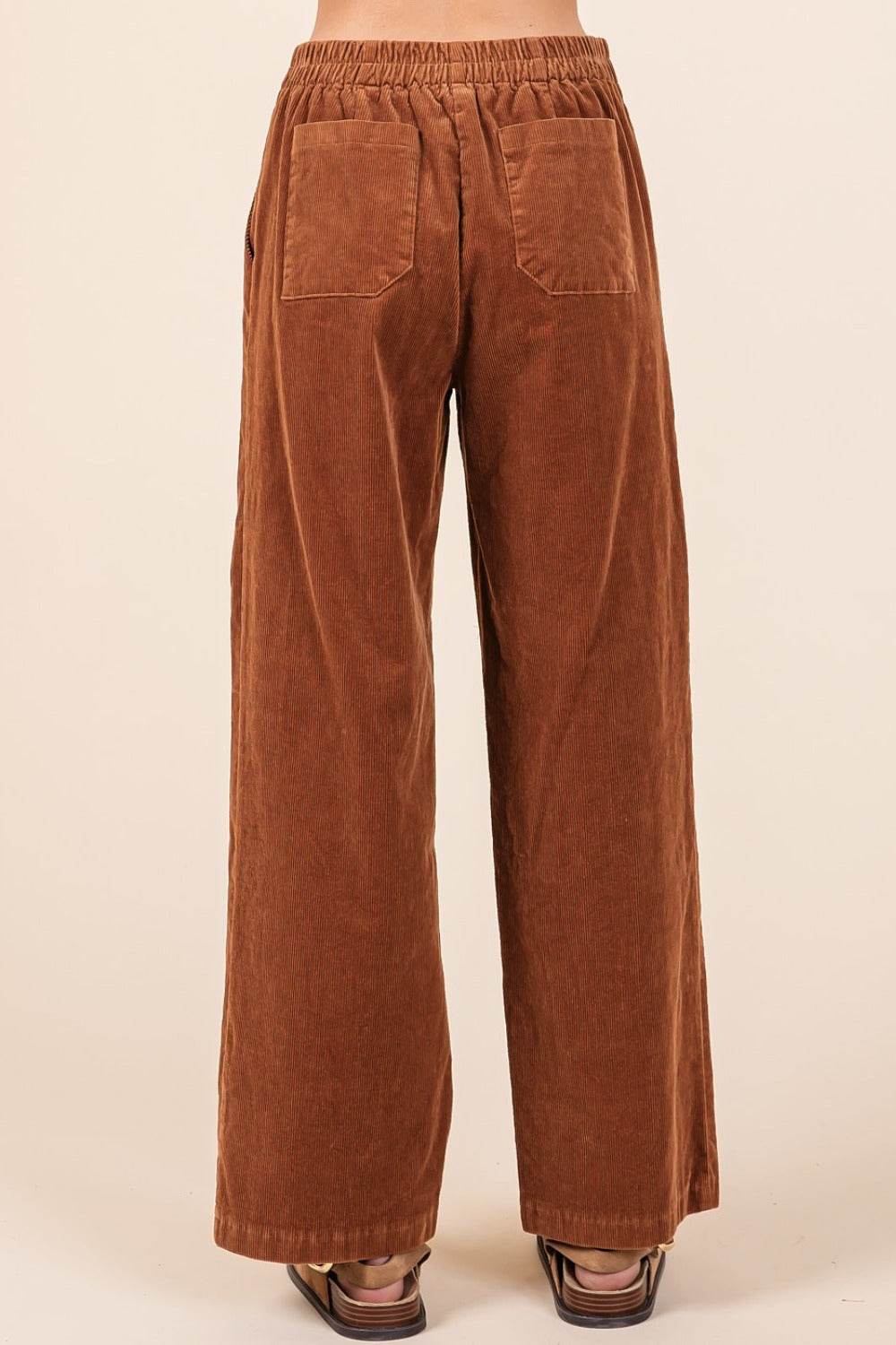 Mittoshop Corduroy Back Elastic Waist Pants - Delanoir