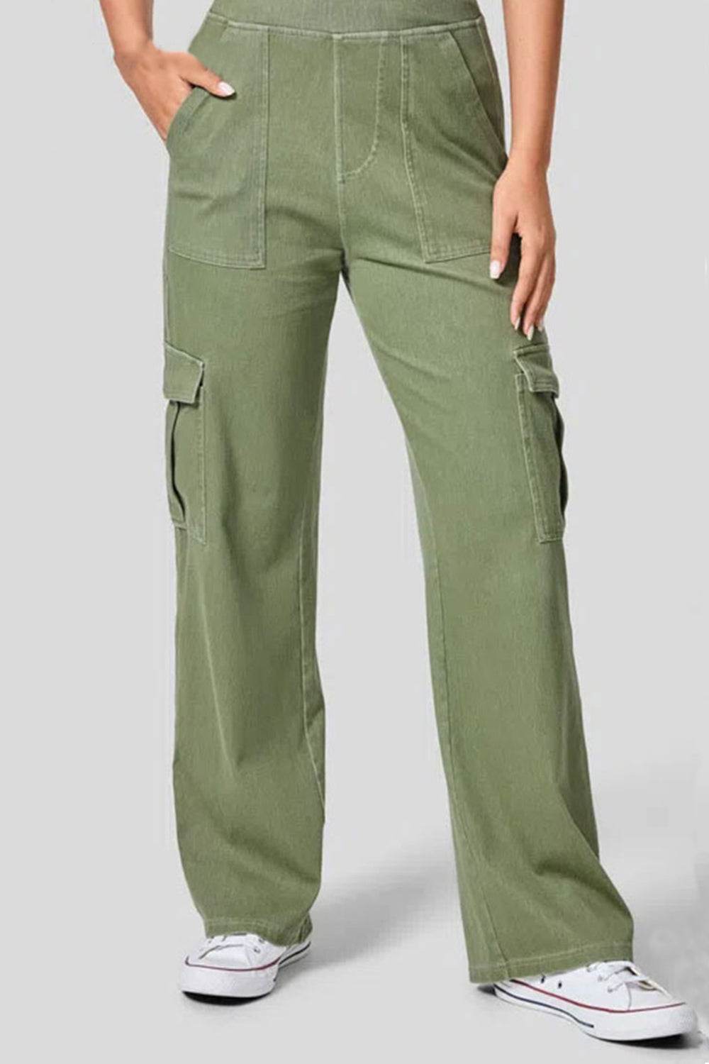 High Waist Straight Leg Cargo Jeans - Delanoir
