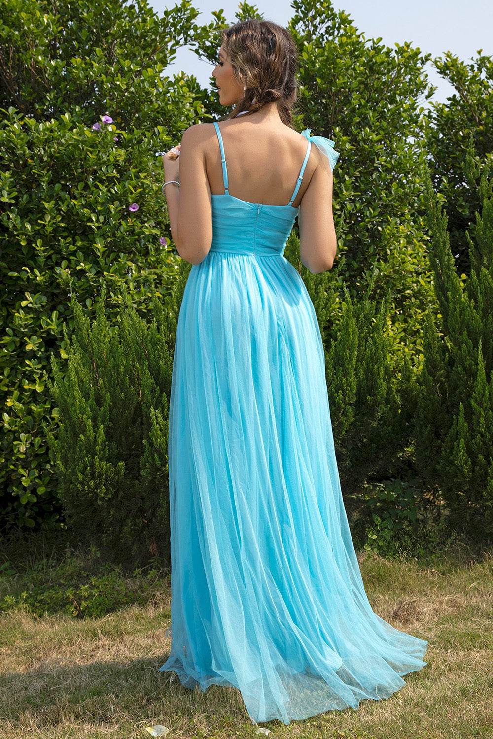 Asymmetrical Ruched Slit Dress - Delanoir