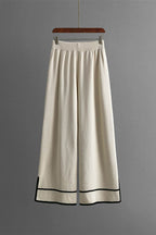 High-Low Round Neck Top and Pants Sweater Set - Delanoir