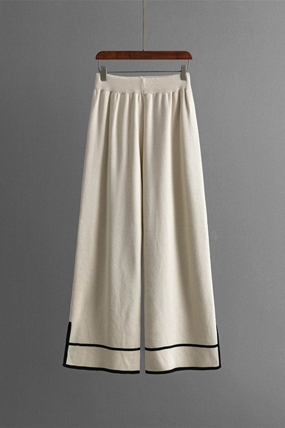 High-Low Round Neck Top and Pants Sweater Set - Delanoir