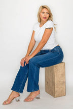 bytos Full Size Cat's Whiskers High Rise Straight Jeans - Delanoir
